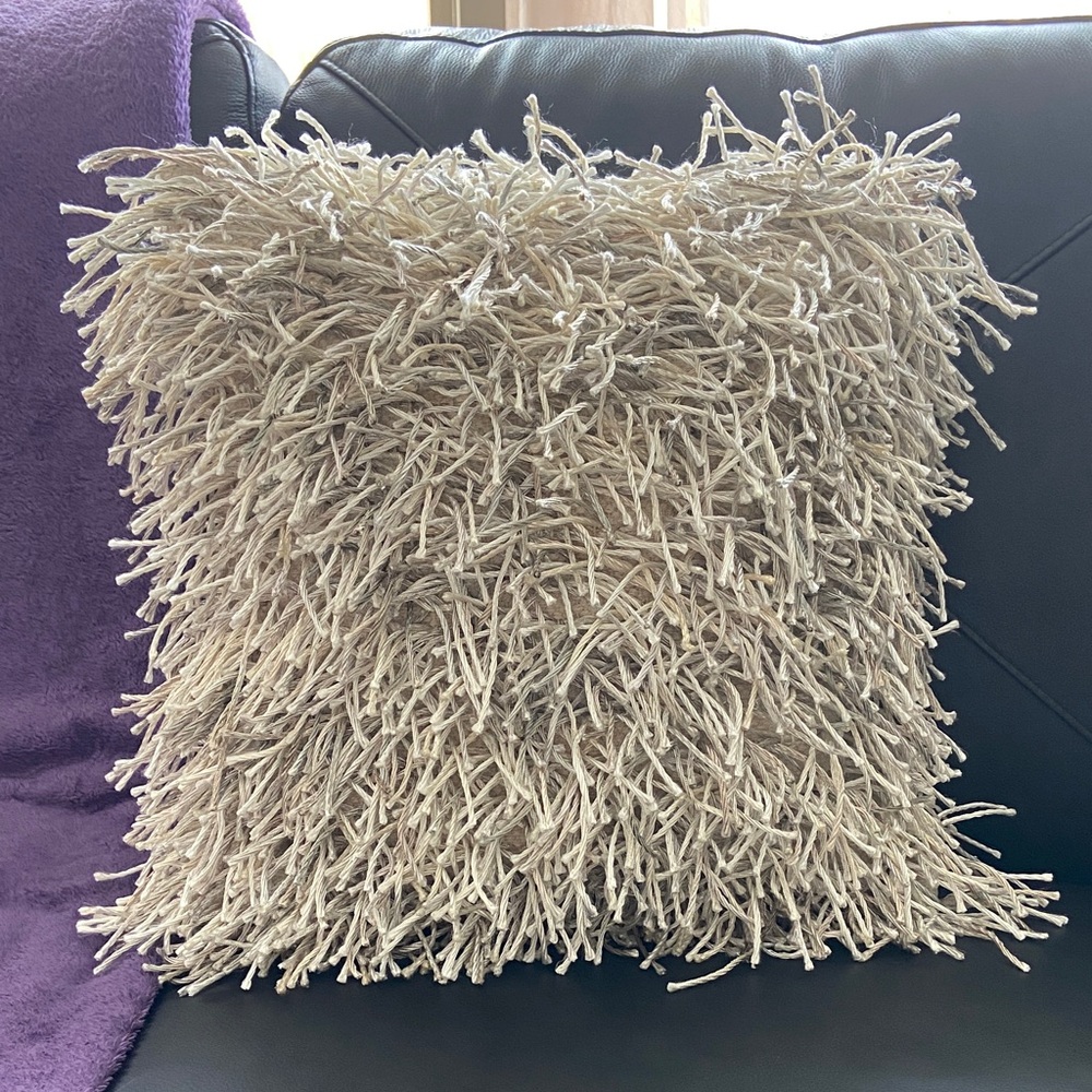 Accent pillows neutral shimmery yarn with inserts square living room bedroom